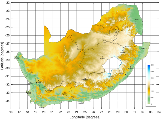South Africa terrain elevation