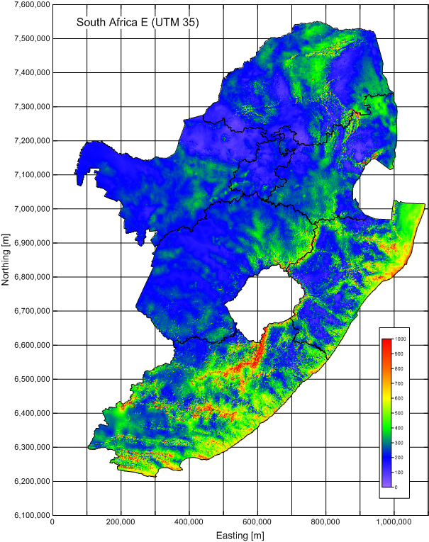 South Africa E mean power density