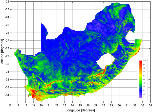 South Africa mean power density