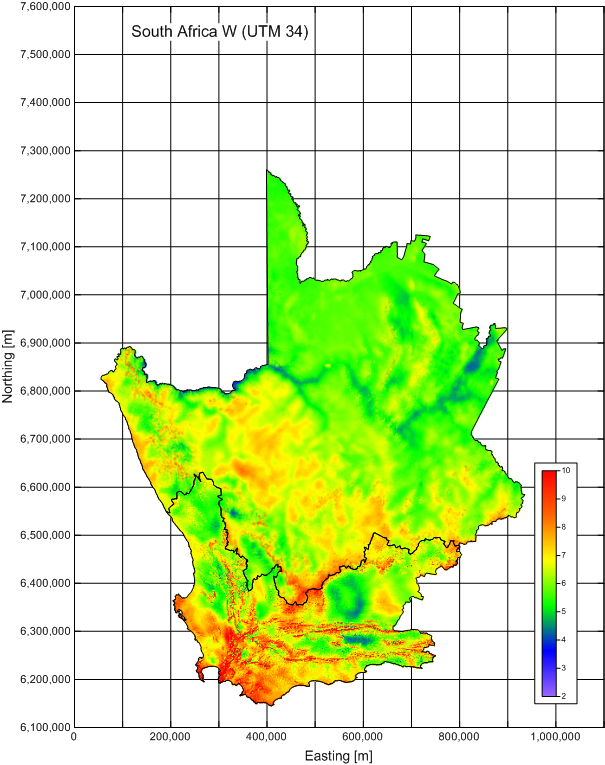 South Africa W mean wind speed